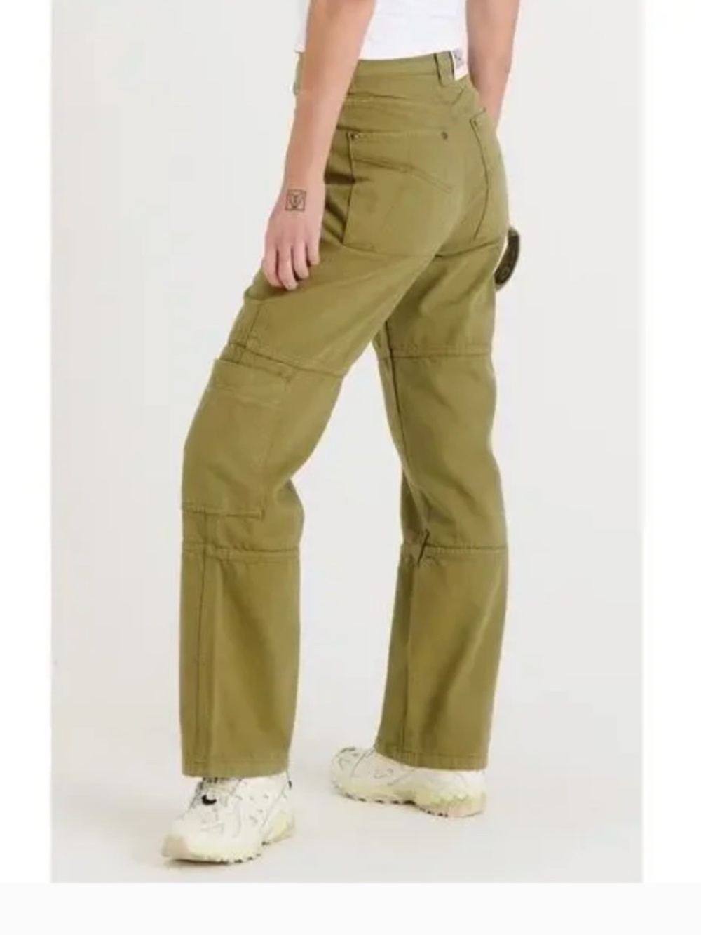 The Ragged High Rise Green Combat Dad Relaxed Straight Streetwear Jeans Size 28 - Picture 3 of 10